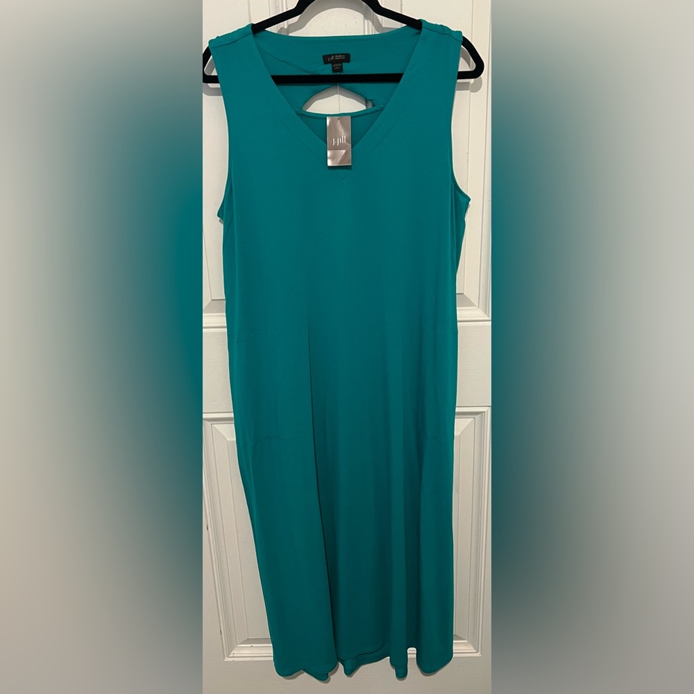 J. Jill Wearever Collection Maxi Dress Stretch Teal Sz Large Petite Flowy NWT! - Picture 1 of 14